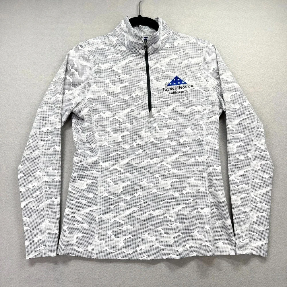Cutter & Buck Traverse Shirt Womens Small Gray‎ Camo 1/4 Zip Folds of Honor USA
